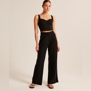 A&F - Linen-Blend Tailored Wide Leg Pant